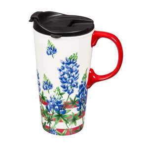 Ceramic Travel Cup With Box And Tritan Lid, 17 Oz, Americana Garden