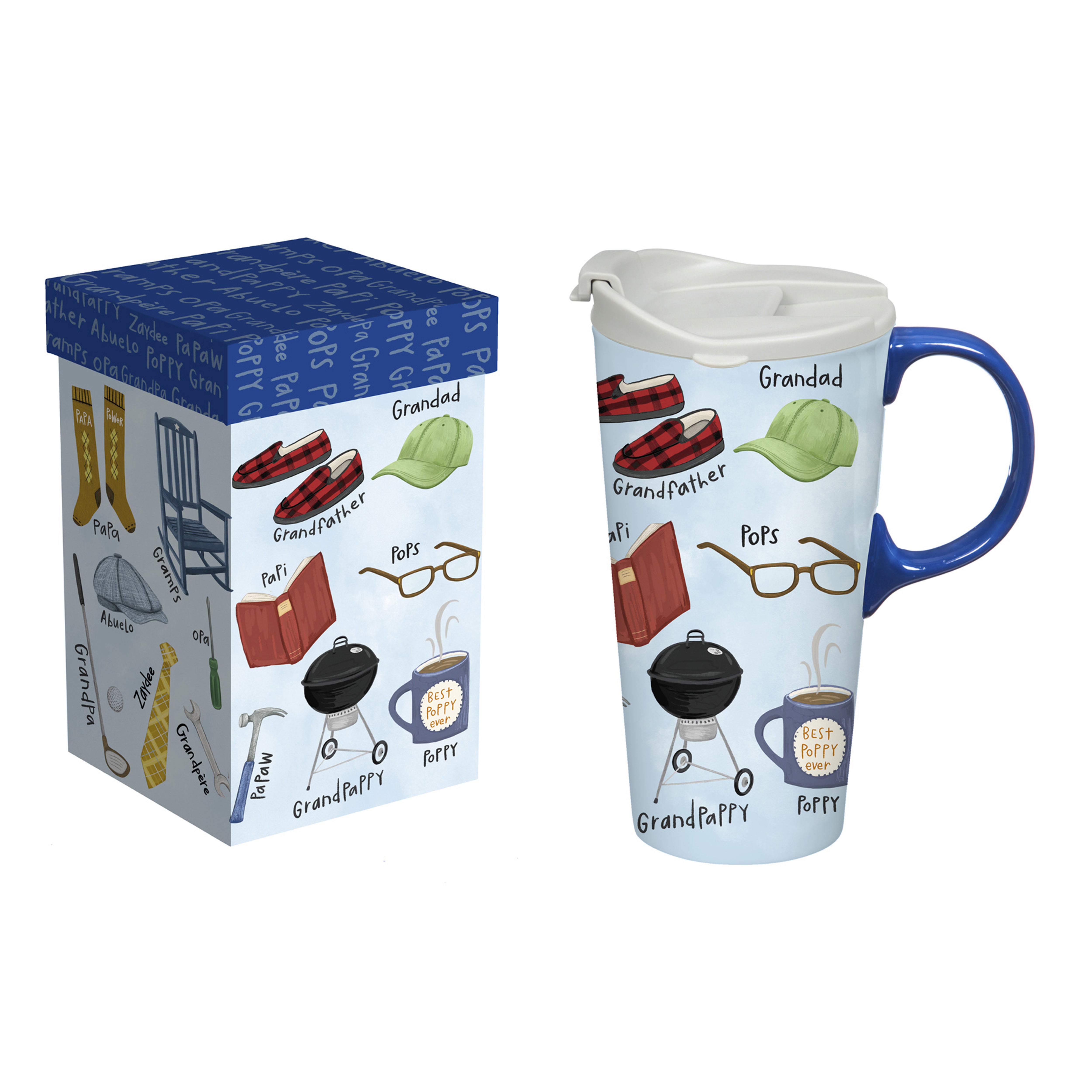 Celebrate All of the Papas 17 oz. Ceramic Travel Cup With Gift Box