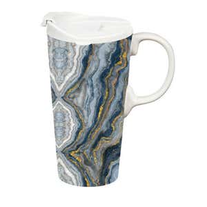 Marbled 17 oz. Ceramic Travel Cup With Gift Box