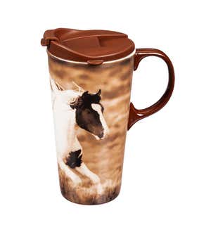 Ceramic Running Stallion Travel Mug