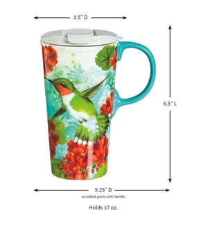 Hummingbird Trio Ceramic Travel Mug