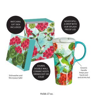 Hummingbird Trio Ceramic Travel Mug