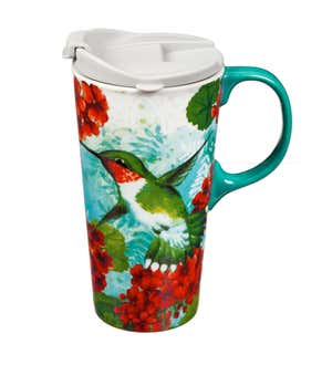 Hummingbird Trio Ceramic Travel Mug