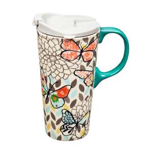 Butterfly Pastels Ceramic Travel Cup