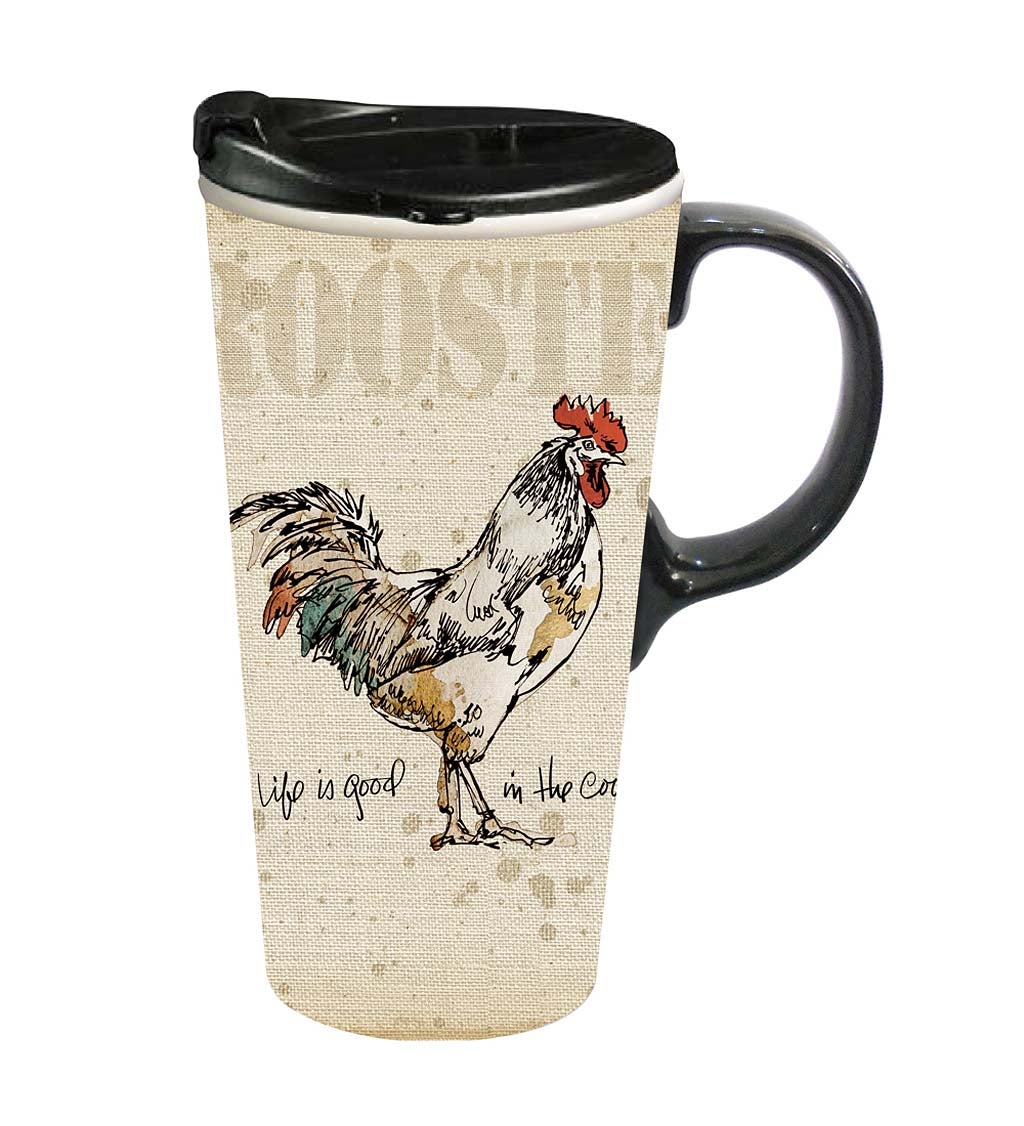 Life is Good in the Coop Ceramic Travel Coffee Cup
