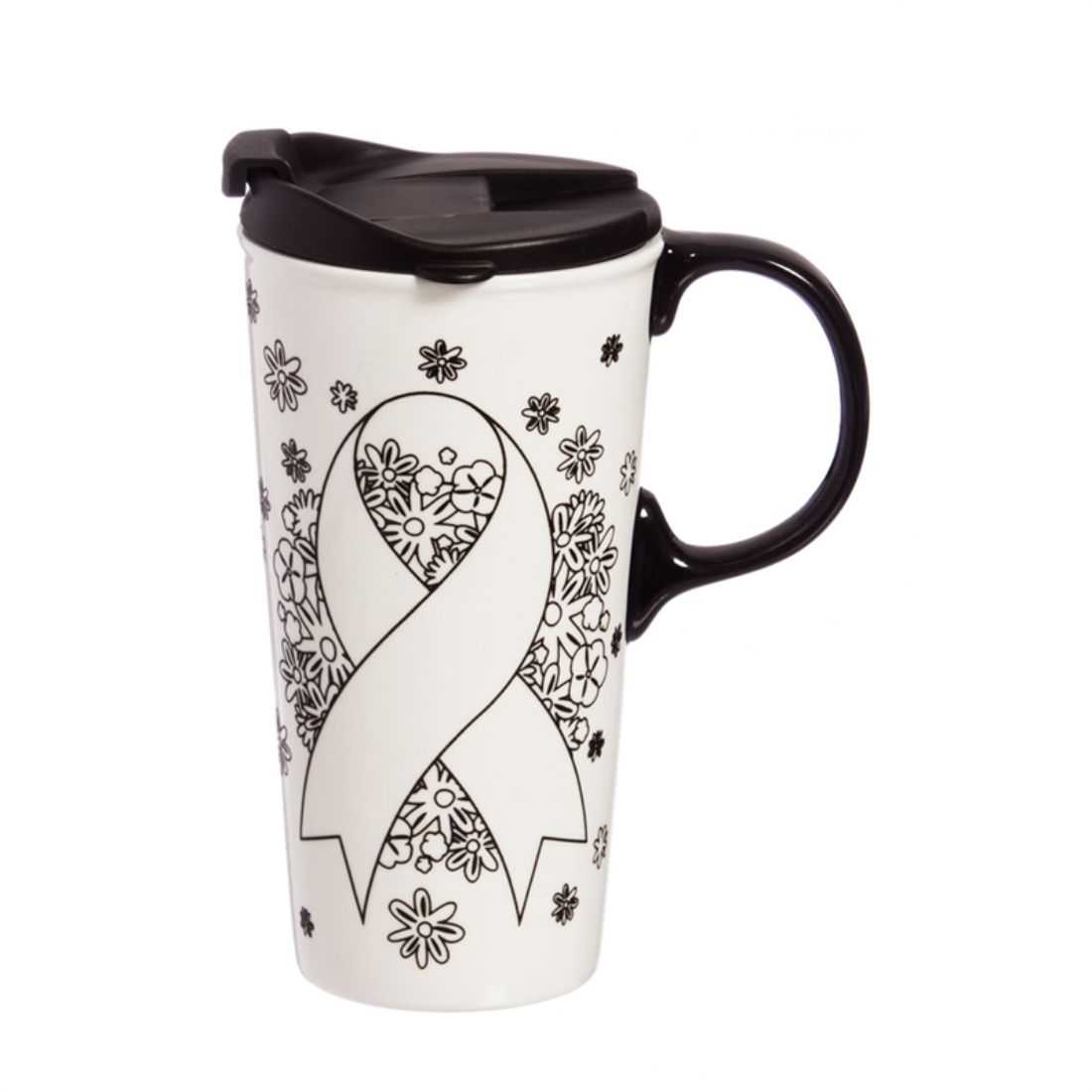 Just Add Color® Ribbon Ceramic Travel Coffee Cup
