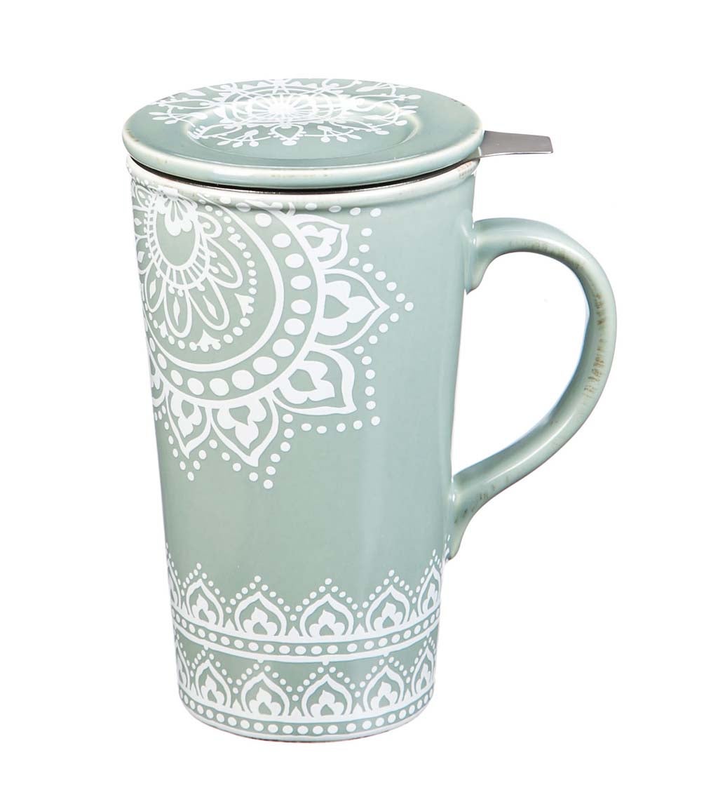 Tea Lace Double-Wall Ceramic Cup with Infuser