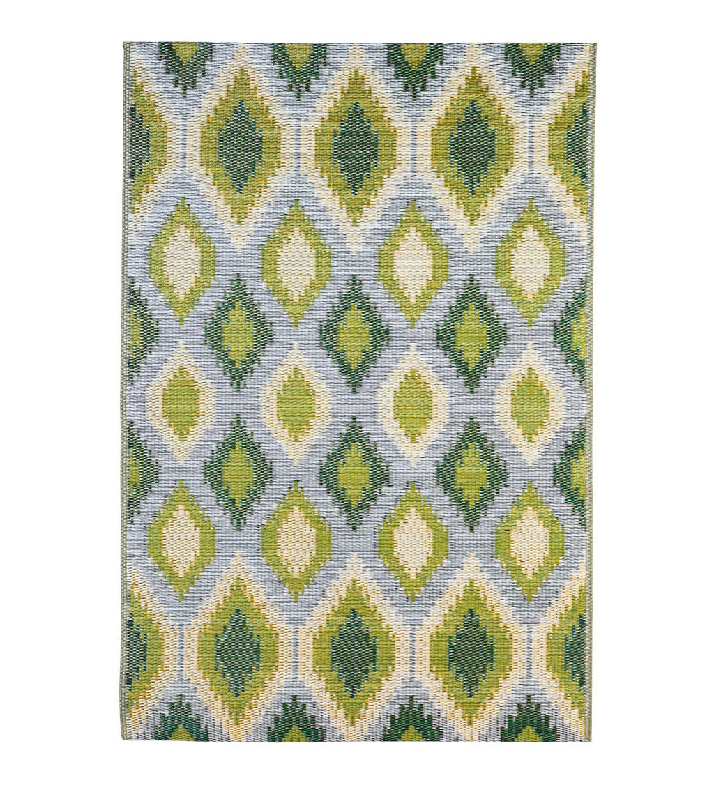 Green and Yellow Reversible Weather-Resistant Rug