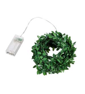 16' Green Leaf Rattan String Light with 50 LED Lights and Timer Function