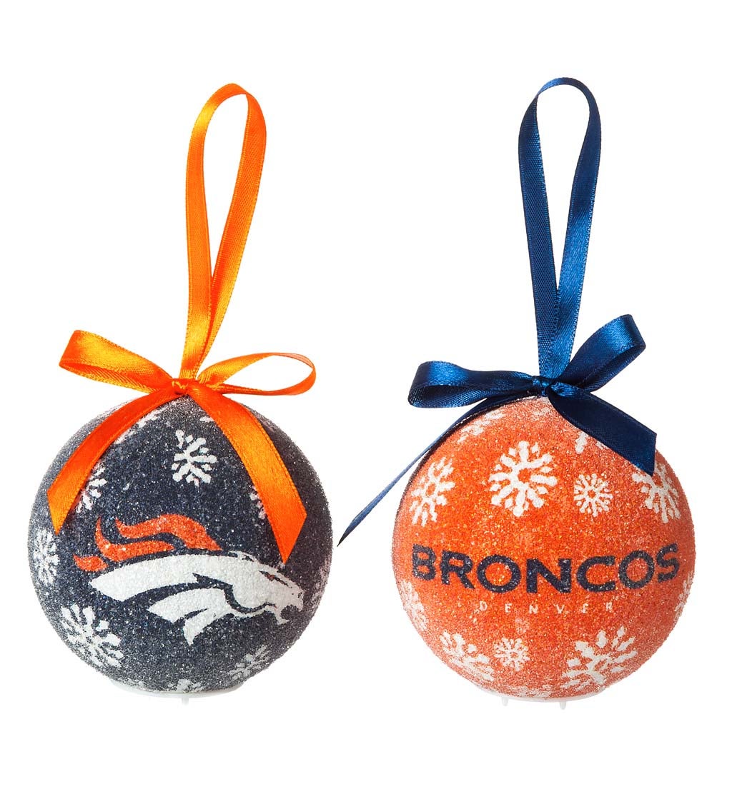 Denver Broncos Set of 6 Light Up Ball Christmas Ornaments