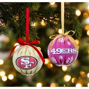 San Francisco 49ers Set of 6 Light Up Ball Christmas Ornaments