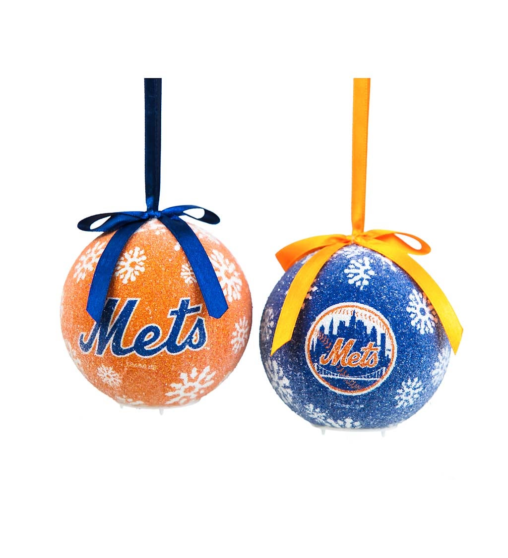 New York Mets Set of 6 Light Up Ball Christmas Ornaments
