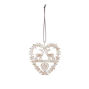 Metal Heart with Deer Ornament, Set of 3