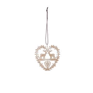 Metal Heart with Deer Ornament, Set of 3