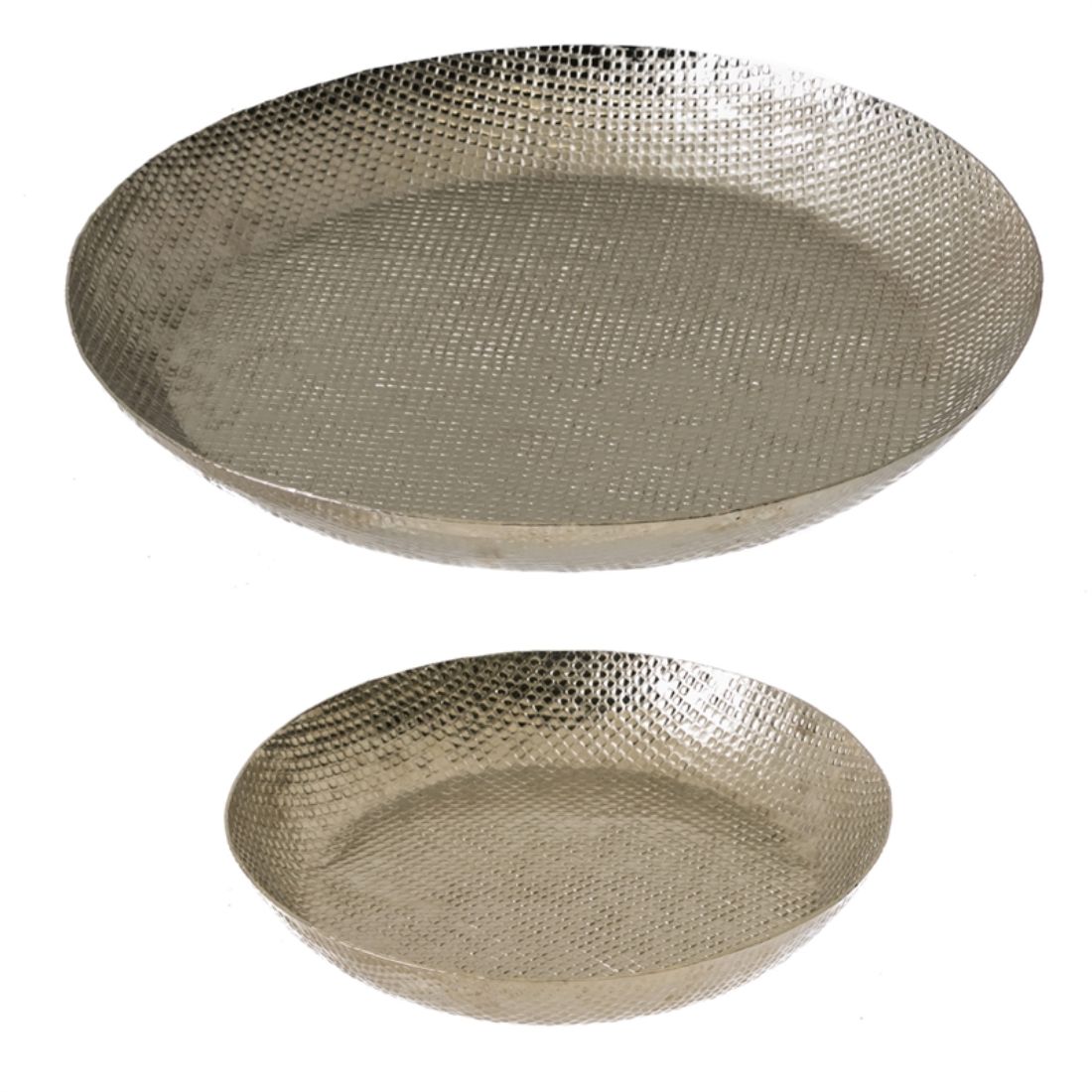 Silver Hammered Trays, Set of 2
