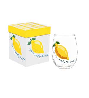 Stemless Wine Glass with box, 17 Oz, You're simply the Zest