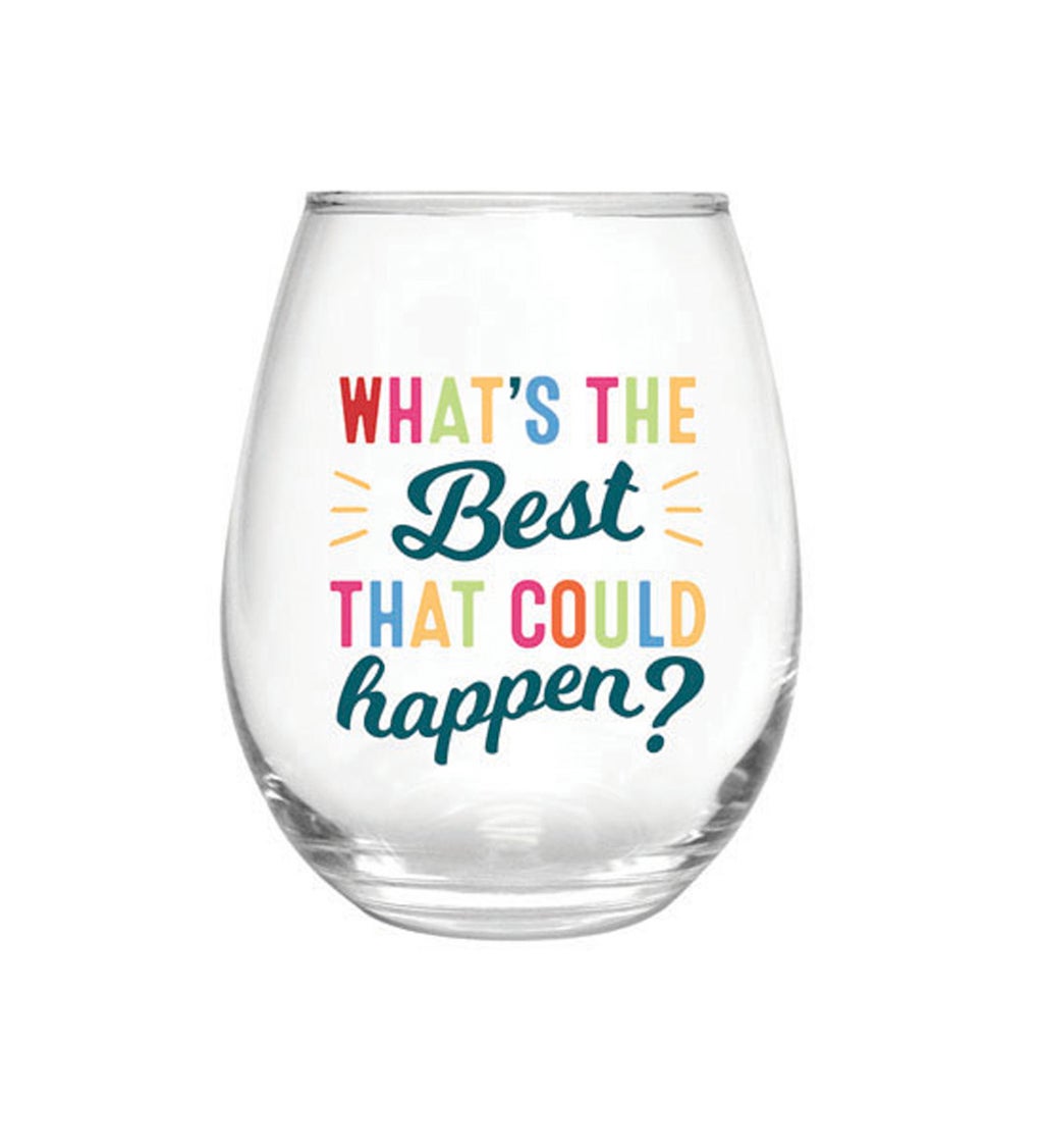 Stemless Wine Glass with box, 17 Oz, What's the best that could happen