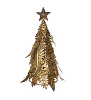 Gold Metal Holiday Fern Tree Table Décor