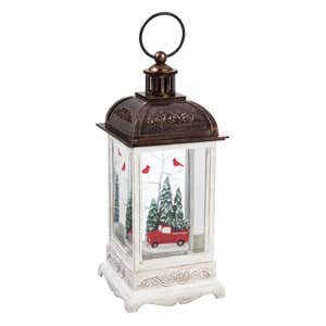 10'' Tall LED Lantern with Spinning Action and Timer Function Table Dr, Truck with Cardinals