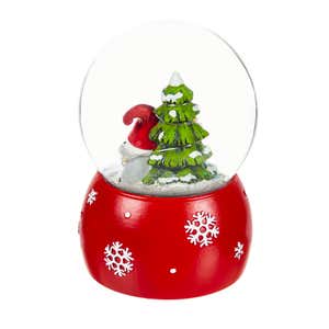 LED Polyresin Water Globe with Gnome Icon, Christmas Tree