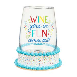 Stemless Wine Glass with Coaster Base, 17 oz, Wine Goes In