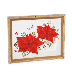 Hand Painted Poinsettias Wall Décor with Wood Frame