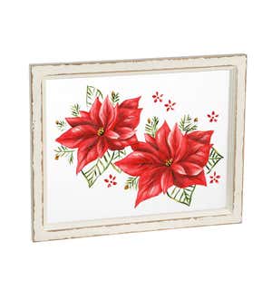 Hand Painted Poinsettias Wall Décor with Wood Frame