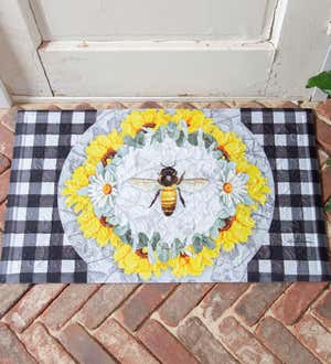 Honey Bee and Flowers Embossed Floor Mat, 30" x 18"