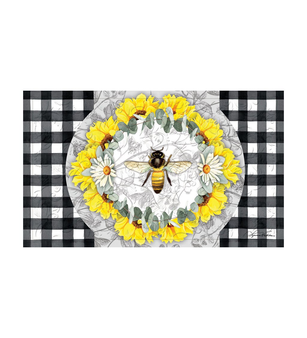 Honey Bee and Flowers Embossed Floor Mat, 30" x 18"