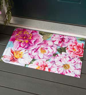Pink Camellias Embossed Floor Mat