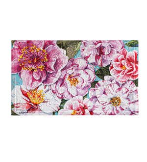 Pink Camellias Embossed Floor Mat