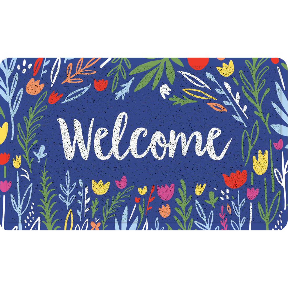 Floral Framed Welcome Antimicrobial PVC Loop Mat