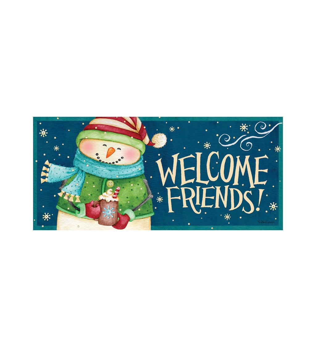 Evergreen Enterprises, Inc Winter Christmas Snowman Welcome Sassafras  Switch 22 in. x 10 in. Non-Slip Outdoor Door Mat & Reviews