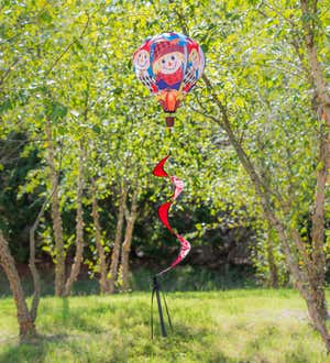 Happy Scarecrow Couple Burlap Balloon Spinner