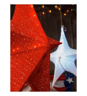Large Red Lighted Fabric Star