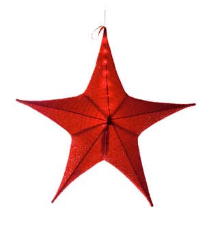 Large Red Lighted Fabric Star