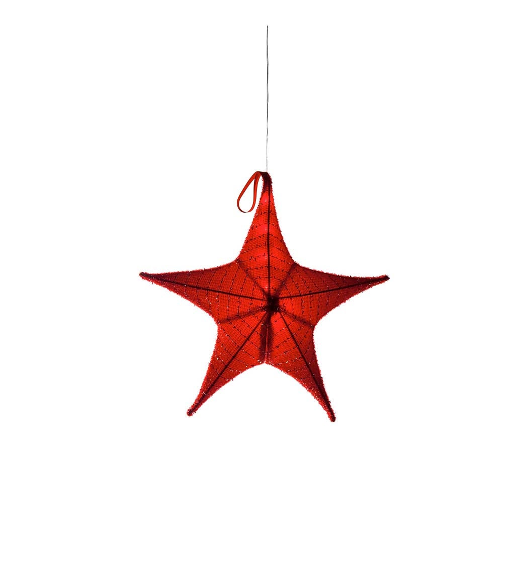 Small Red Lighted Fabric Star