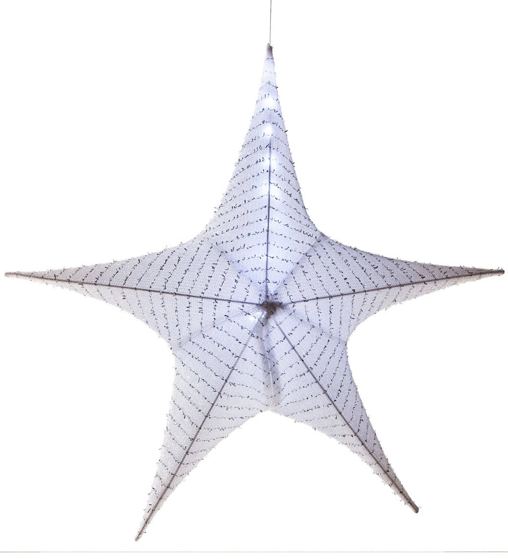 Large White Lighted Fabric Star