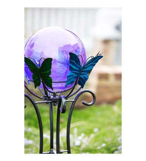 Multicolor Butterflies Metal Gazing Ball Stand
