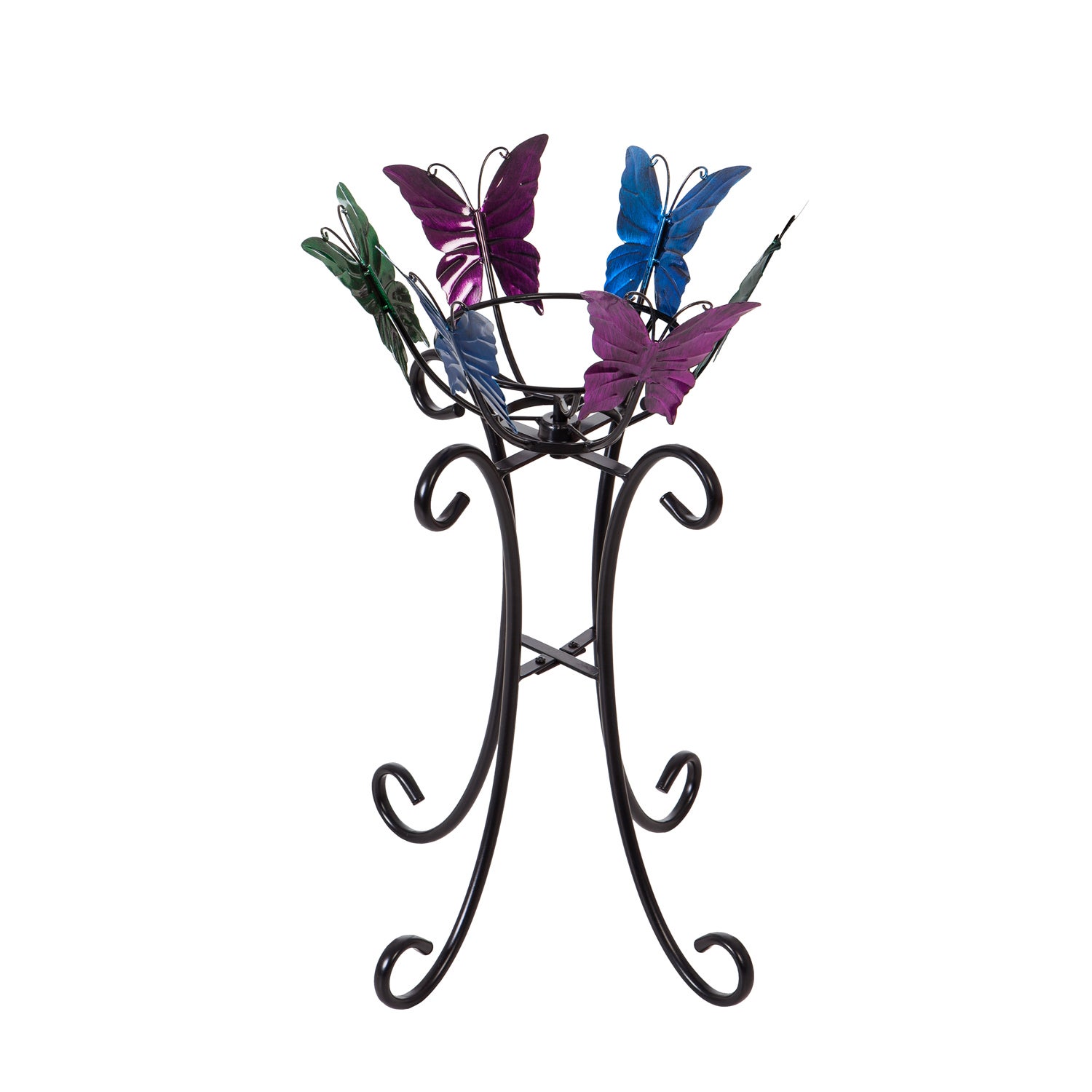 Multicolor Butterflies Metal Gazing Ball Stand