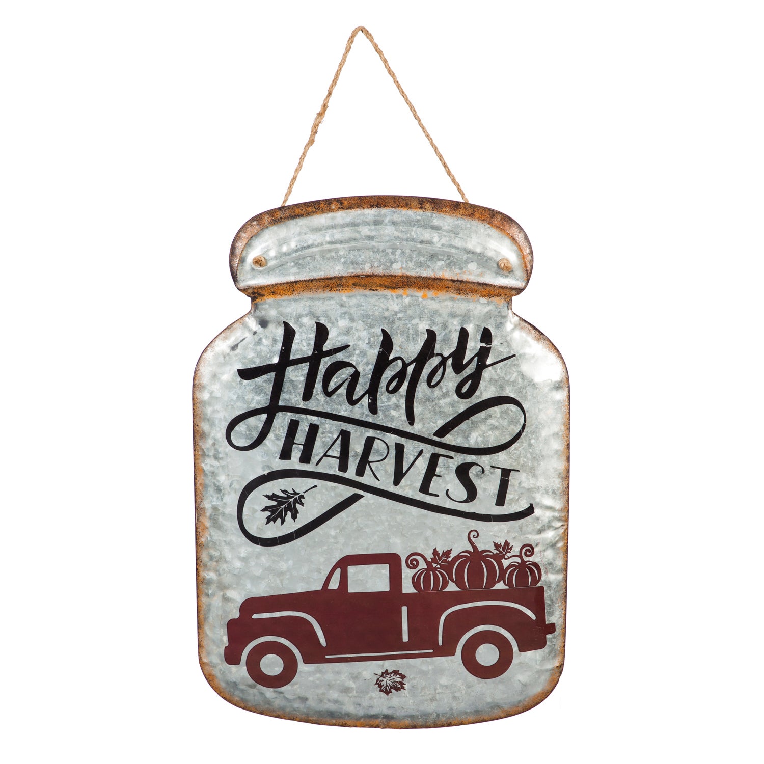 Happy Harvest Metal Mason Jar Hanging Wall DÃ©cor