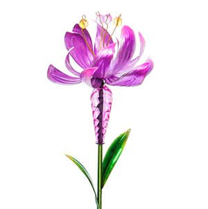 38.5"H Wind Spinner Flower Garden Stake, Pink