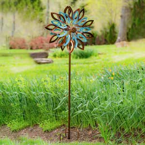 Copper and Verdigris Leaves Statement Wind Spinner
