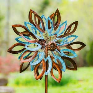 Copper and Verdigris Leaves Statement Wind Spinner