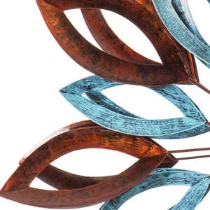 Copper and Verdigris Leaves Statement Wind Spinner