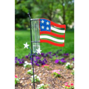 38"H Rain Gauge Garden Stake, American Flag
