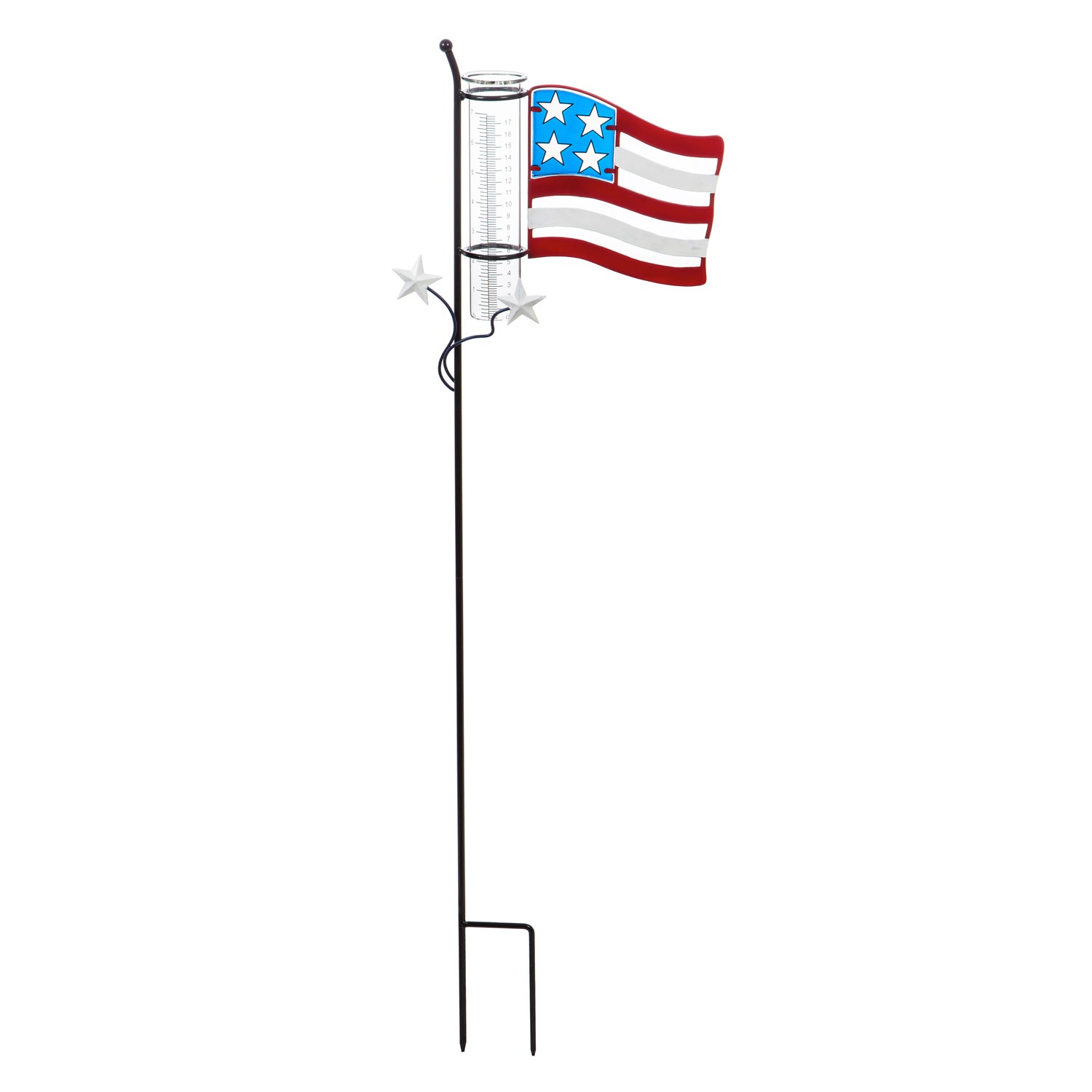 38"H Rain Gauge Garden Stake, American Flag