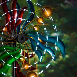 84" Wind Powered Lighted Wind Spinner, Circles&Waves