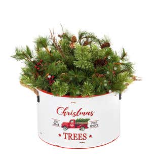 Red Truck Christmas Trees Metal Planter, Set of 3