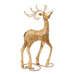 36"H Metal Gold Foil Deer